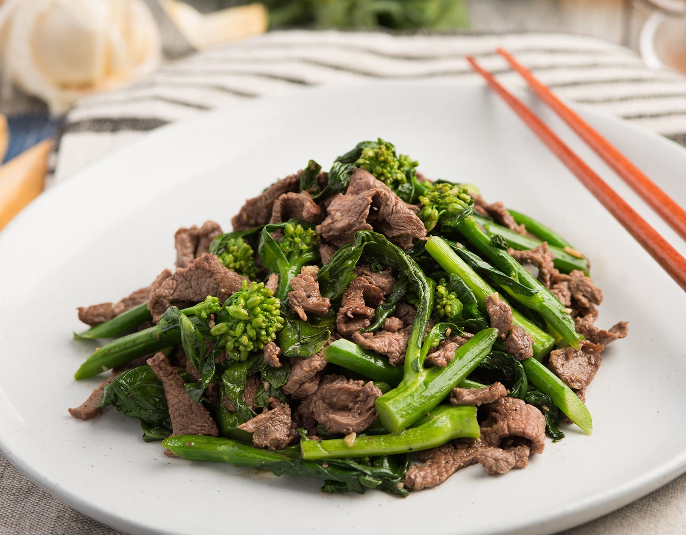Beef and Chinese Broccoli.