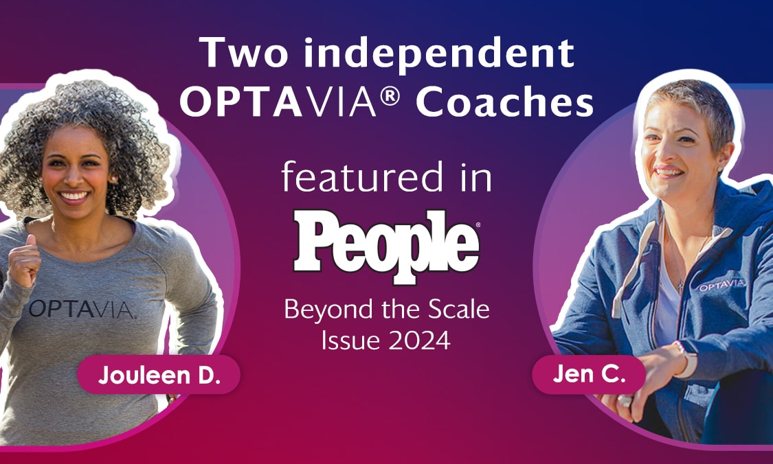 Two independent Optavia coaches, Jouleen D. and Jen C., featured in People beyond the scale issue, 2024.
