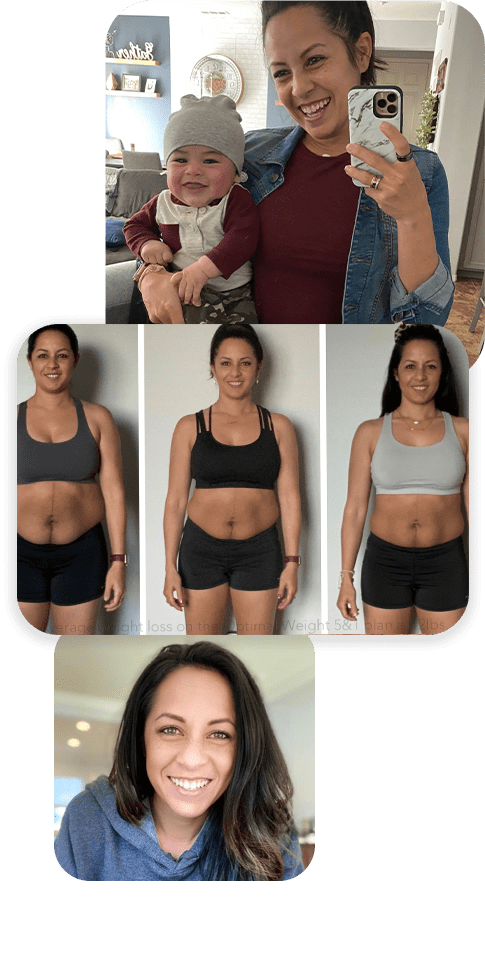 Photo collage of before and after images of Ashley M.